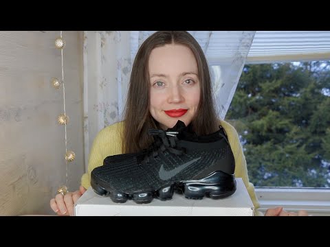 ASMR Whisper ❤︎ Unboxing My New Shoes | Nike Air Vapormax Flyknit