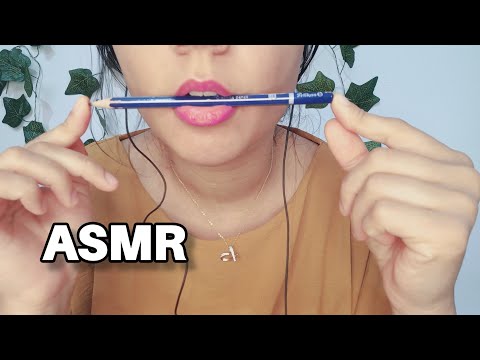 asmr ♡ Pencil noms with mouth sounds 👄, no talking ✏  😴