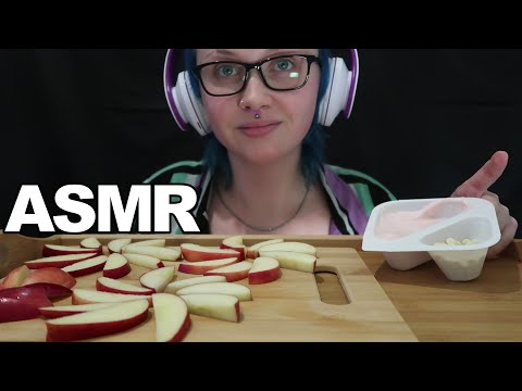 ASMR Strawberry Shortcake Yogurt & Apples [Eating Sounds- No Talking]