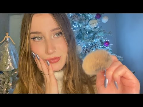 asmr | doing your christmas day makeup