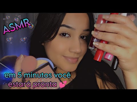 ASMR - Vou te arrumar em 5 minutos, (gatilhos sons de maquiagem)