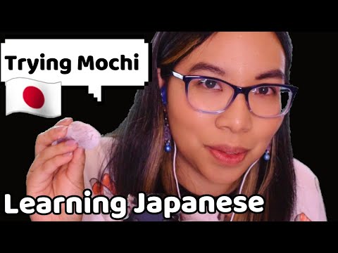 ASMR TRYING TARO MOCHI (Learn Japanese, Soft Speaking & Mouth Sounds) 🇯🇵🍡🍠  里芋風味のお餅を試してみます