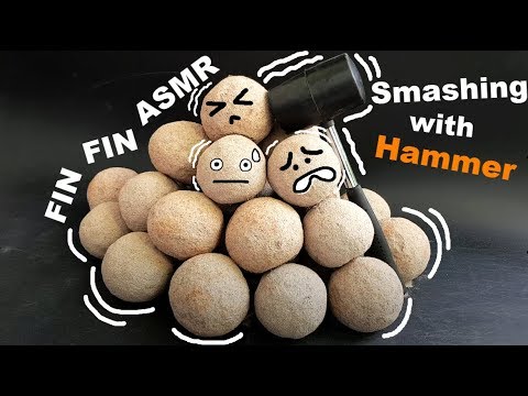 ASMR : Smashing Cement Sand Balls with Hammer (Request) #168