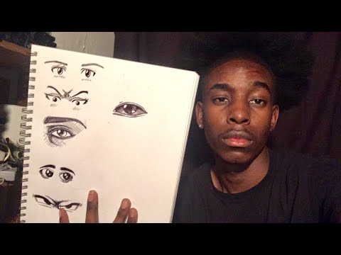 [Asmr] Drawing session sketching eyes // rain sounds