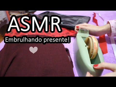 ASMR: Embrulhando Presente (Vídeo para relaxar) Barulhos de plástico, embrulhos, tecido e tapping