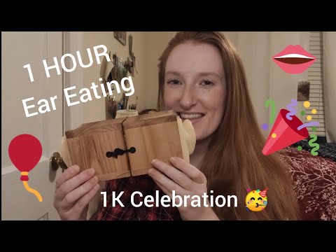 [ASMR] 1 HOUR Ear Eating Mouth Sounds Variety~ 1K Sub Celebration 🎉 w/ Noms, Biting, and Licking
