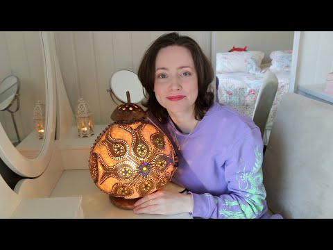 ASMR Whispering Cozy Lamp Made From Fruit | Gourd Lamp | Relaxing Sounds & Finger Tracing