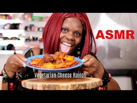 ASMR Eating Vegetarian Cheese Ravioli Meatless