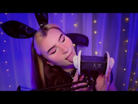 ASMR Bunny Girl Ear Licking - Intense, Close Up, Cozy Ear Noms w/ Delay