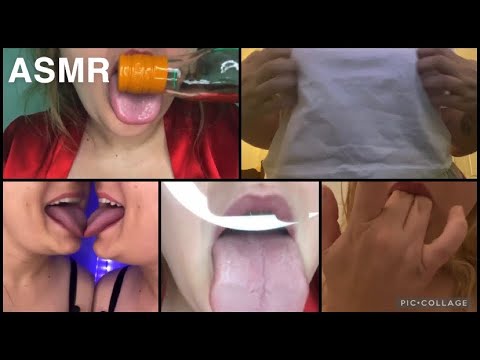 ASMR | white t-shirt scratching, mirror/lens licking, bottle noms, finger sucking [Patreon teaser🔥]