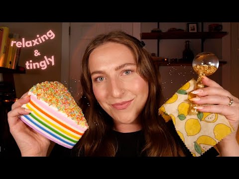 ASMR playing with NEW triggers 😍🍰 (beeswax wrap, rainbow cake & face globes)