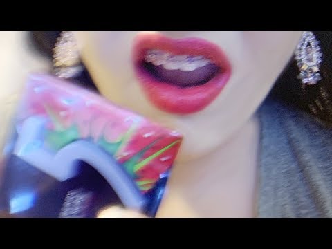 ASMR Close Up Gum Chewing,Mouth Sounds, Kissing Sounds, Lipstick Application