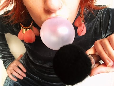 ASMR ❤ SR3D Microphone 🎧 EAR BRUSHING and 🍬 BLOWING BUBBLES