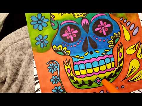 Quietly showing you my Sugar skull show drawings asmr
