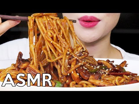 ASMR Stir-Fried SQUID NOODLES 오징어볶음면 리얼사운드 먹방 Eating Sounds