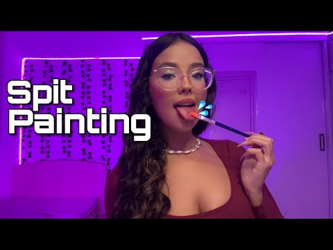 ASMR - SPIT PAINTING YOUR FACE com TINTA 🤤💦 | wet mouth sounds