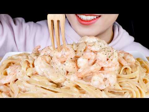 ASMR Creamy Shrimp Pasta | Cooking and Eating Sounds Mukbang