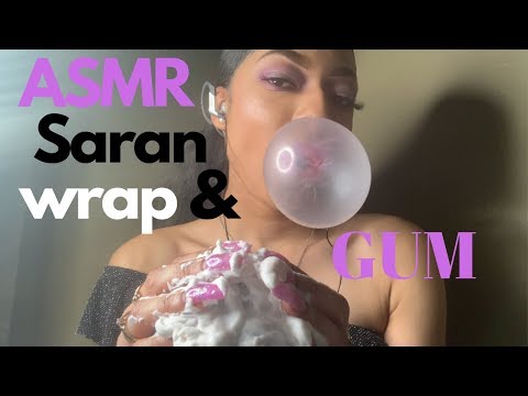 ASMR- Tingly Plastic wrap on mic with Gum Chewing (crinkly sounds)