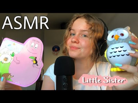 ASMR Triggers with little sister’s things 🎒🧤