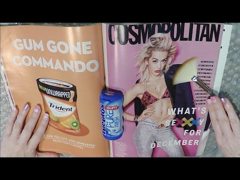 ASMR Juicy Gum Chewing Magazine Flip Through | Close Tingly Whisper | Cosmopolitan