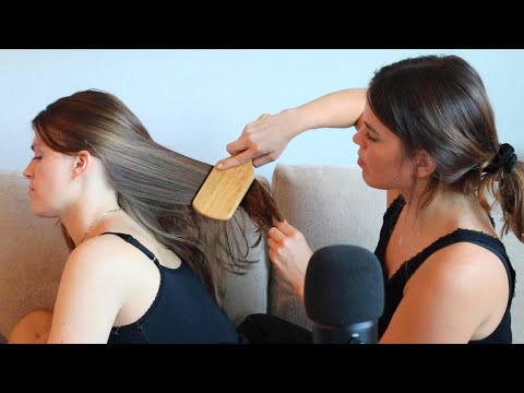 ASMR fun & relaxing hair play, brushing, styling with my sister