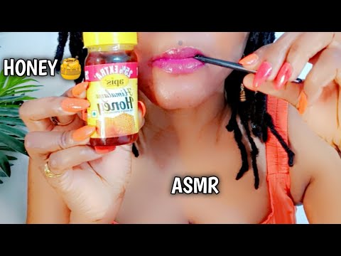 ASMR - EATING HONEY🍯 (mouth Sounds 👄 Lid sounds)