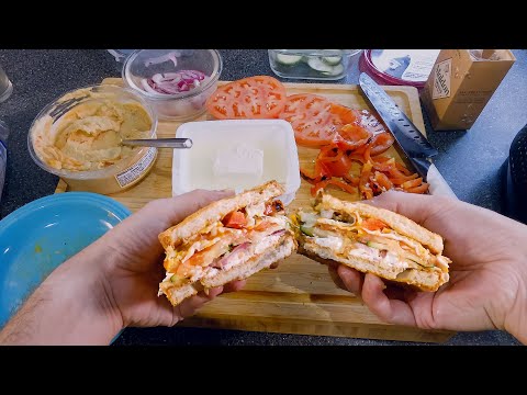 Vegetarian Greek Breakfast Toast Sandwich | 아침 샌드위치 길거리 음식 먹방 | 朝食の屋台
