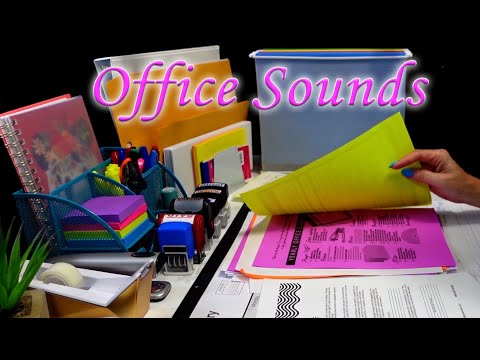 ASMR Office Sounds - Filing, Stapling, Stamping, Mail, Writing, Paper Sounds, Sorting, Highlighting