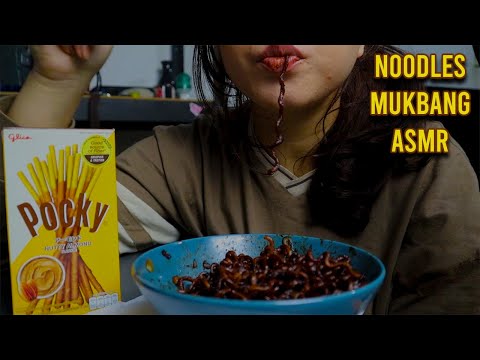 ASMR MUKBANG | Eating Black Bean Noodles (Jjajamyeon) and POCKY