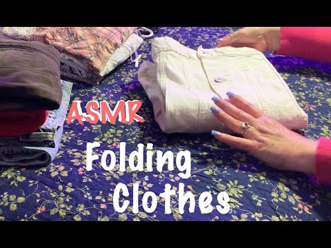 ASMR Request (No talking) Folding clothes with buttons, zippers, eye hooks, snaps. (Turn up volume)