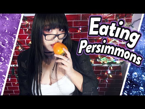 ASMR Midnight Fruit Snack ~ Eating Peeling Persimmons