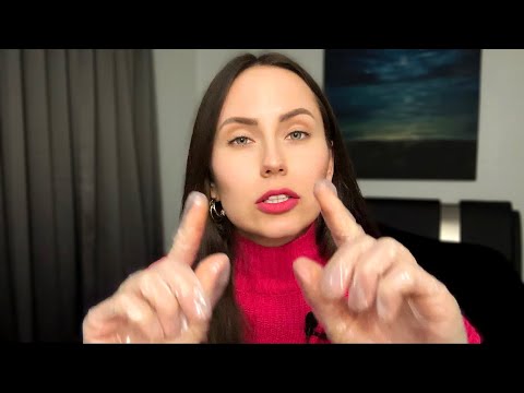 ASMR Face and Neck massage with gloves |АСМР Масаж обличчя в рукавичках з маслом