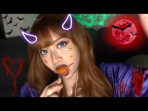 【ASMR】Halloween Spooky Pumpkin lollipop eating