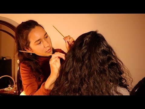 [ASMR] Real Person Scalp Check with Sticks, Neck & Shoulder Chinese Acupoint Massage with Gua Sha