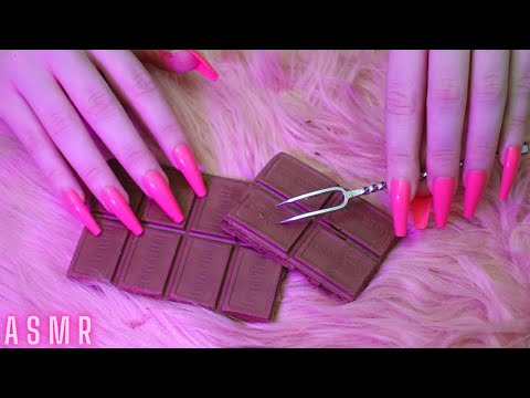 Asmr with Chocolate - Scratching, Tapping, Carving , Crinkles - No Talking for Sleep ( Long Nails )