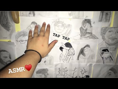 *ASMR* Tapping on my sketches ( tracing and whispering)