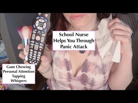 ASMR Gum Chewing School Nurse Helps You Through Panic Attack. Whispered Personal Attention