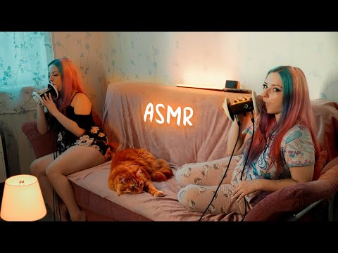 ASMR Slow Licking, Breathing, Twins Yori + Yori (3Dio, 4K)