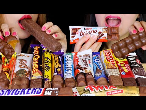 ASMR MOST POPULAR CANDY BARS (CANDY ICE CREAM, TWIX, SNICKERS, CADBURY, KINDER, REESES, BOUNTY) 먹방