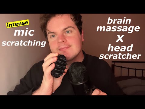 Fast & Aggressive ASMR Intense Mic Scratching with Brain Massage x Head Scratcher