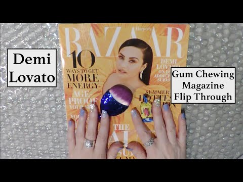ASMR Gum Chewing Magazine Flip Through | Demi Lovato