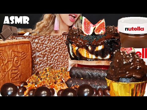 CHOCOLATE DESSERTS PARTY ASMR (Brownie, Ice-Cream Sandwich, Chocolate Cupcake) MUKBANG | Oli ASMR
