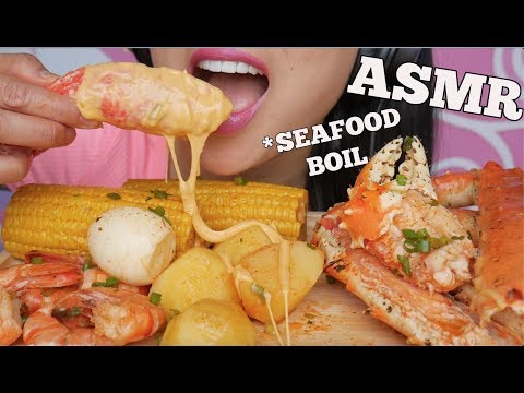 ASMR SEAFOOD BOIL + CHEESE SAUCE *KING CRAB (EXTREME EATING SOUNDS) NO TALKING | SAS-ASMR