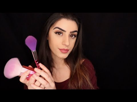 ASMR | Tracing and Brushing Your Face (Soft Whispers, Positive Affirmations)