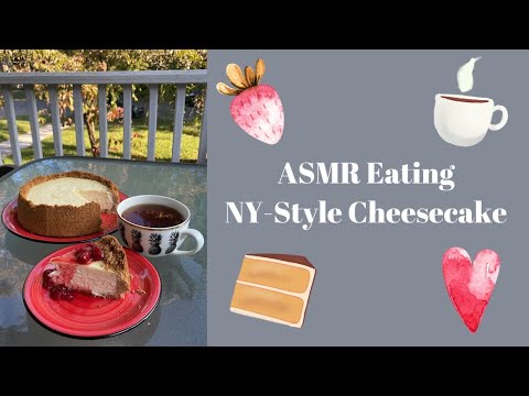 ASMR | Eating a Homemade New York-Style Cheesecake | Mouth Sounds, Chewing, Whispering 🍰