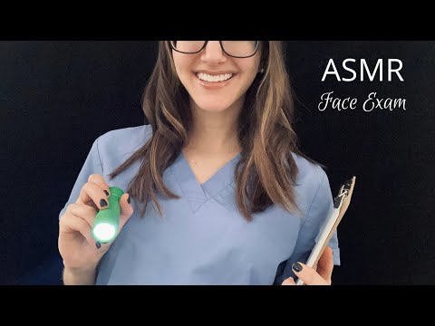 ASMR Face Exam l Soft Spoken, Face Measuring, Touching, Flashlight