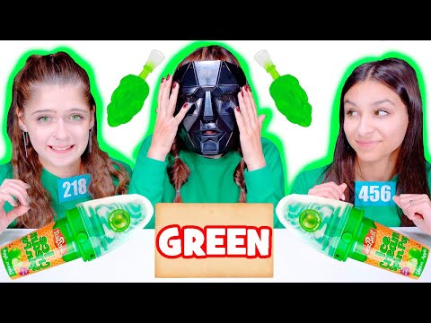 ASMR Eating Only Green Food Challenges By LiLiBu