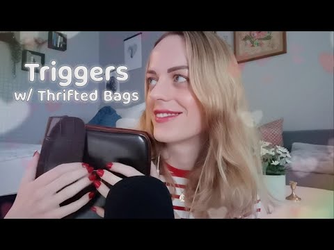 ASMR | Aggressive Tapping, Textured Scratching on Thrifted Bags w/ Long Nails & Gripping