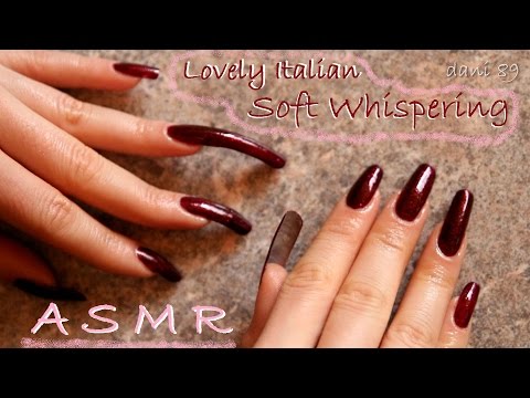 🎤 ASMR [stereo sounds] : Soft Italian Whispering ❤️ Polishing my Natural Nails 💅