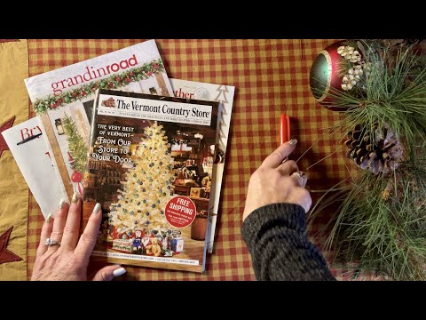 ASMR Christmas Catalogs! (NO TALKING) Vermont Country Store, grandinroad &  more! With rain! 💦